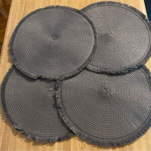 Mainstays Set of 4 Gray Fringe Round Placemats – 15”